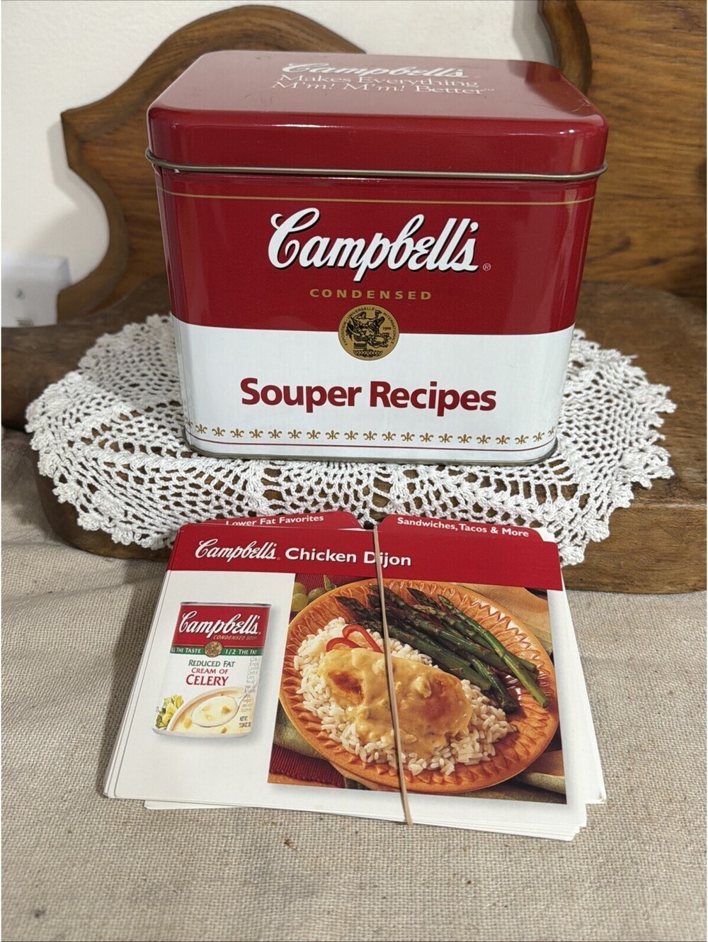 Campbell's Souper Recipes Tin Box w/ Recipe Cards Vintage Collectible